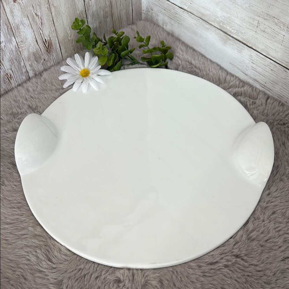 Crate & Barrel White Ceramic Serving Platter